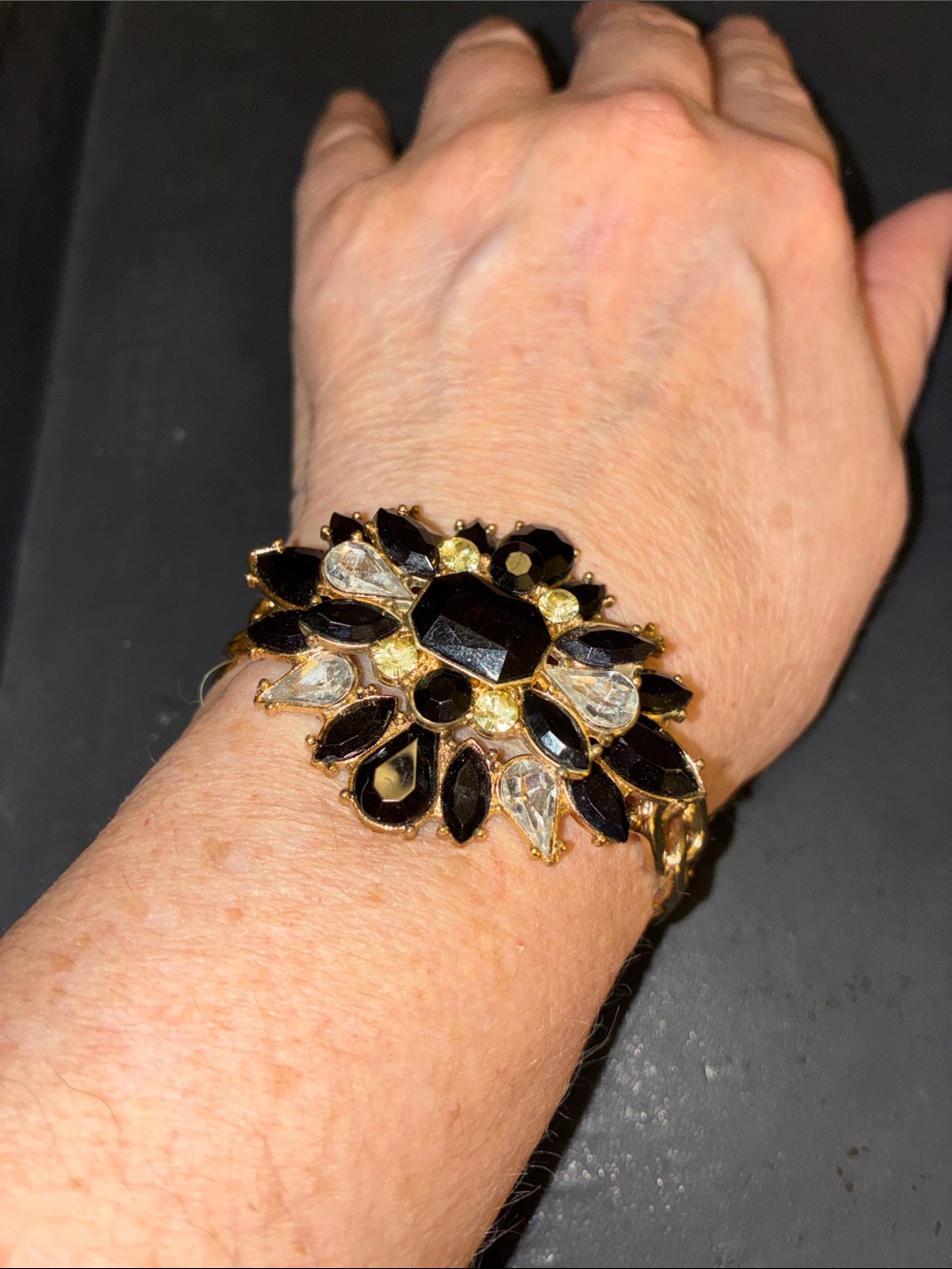Black & Clear Crystal Statement Stretch Bracelet